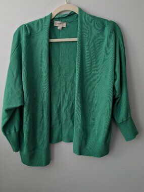 LOFT Green Open Front Cardigan Sweater Size Large